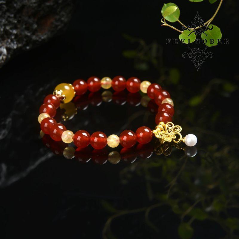 Lucky Bracelet Agate Bracelet Energy Bead Bracelet Lucky Charm Bracelet 2023 Fashion Magnetic Feng Shui 8MM Elastic Band Gift for Mom