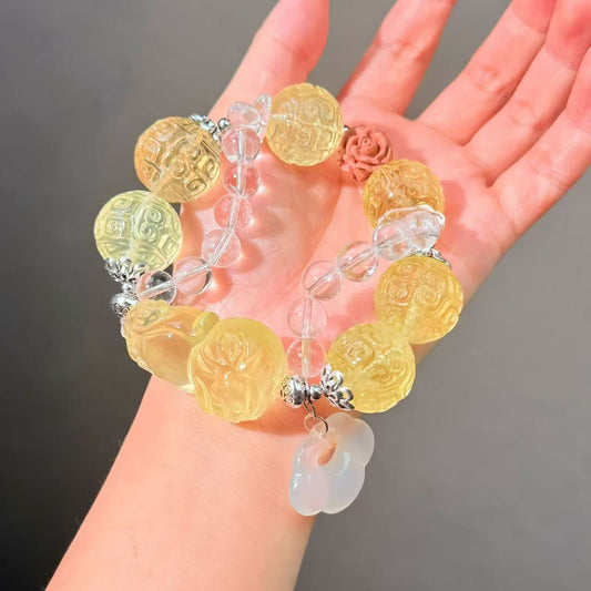 003 Citrine Clear Quartz Agate Bracelet Fashion Magnetic Crystal Jewelry Bracelet Energy Beads Bracelet Fashion Magnetic Crystal Jewelry
