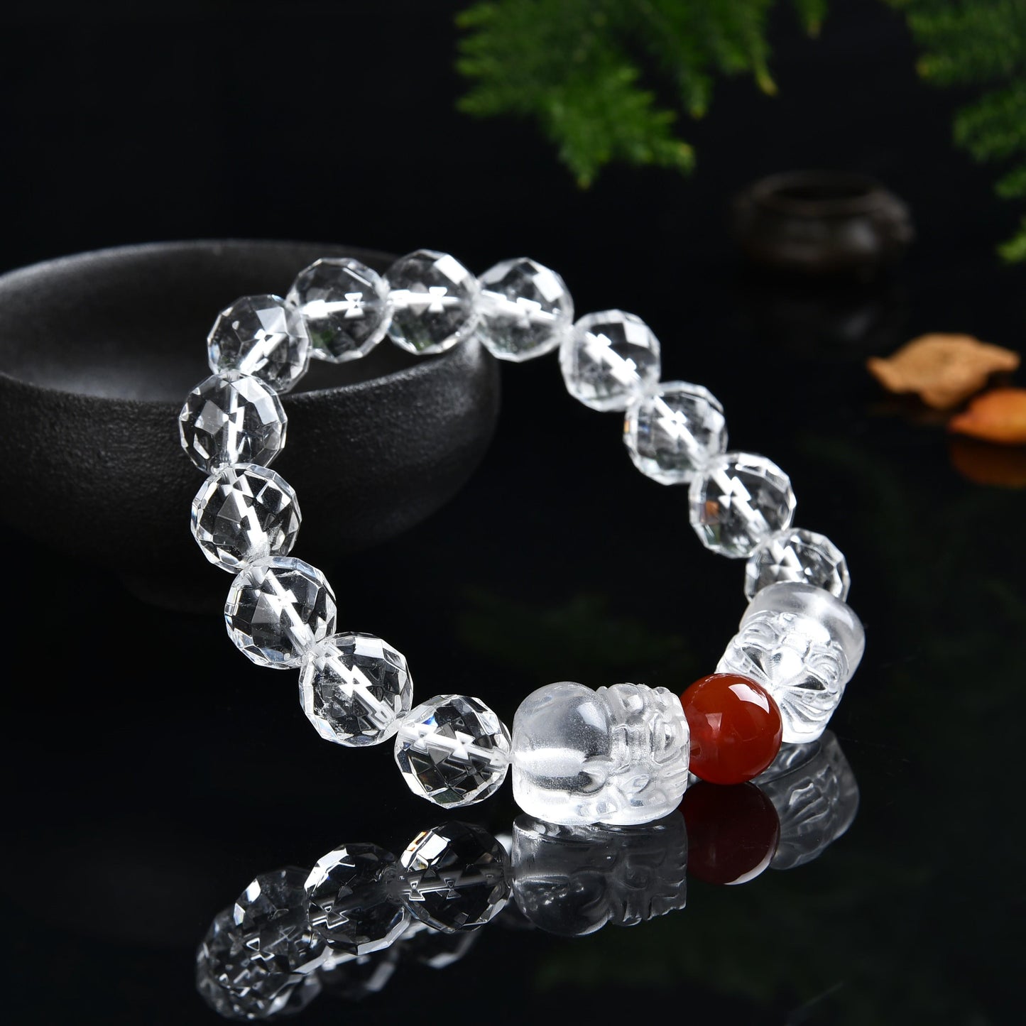 clear quartz piyao bracelet with certificate lucky charm