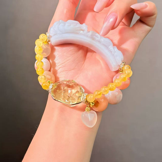 004 Tiger's eye Fluorite Jadeite Bracelet Combination Link, Lucky Charm Bracelet 2025 Energy Magnetic Bead Bracelet Gift