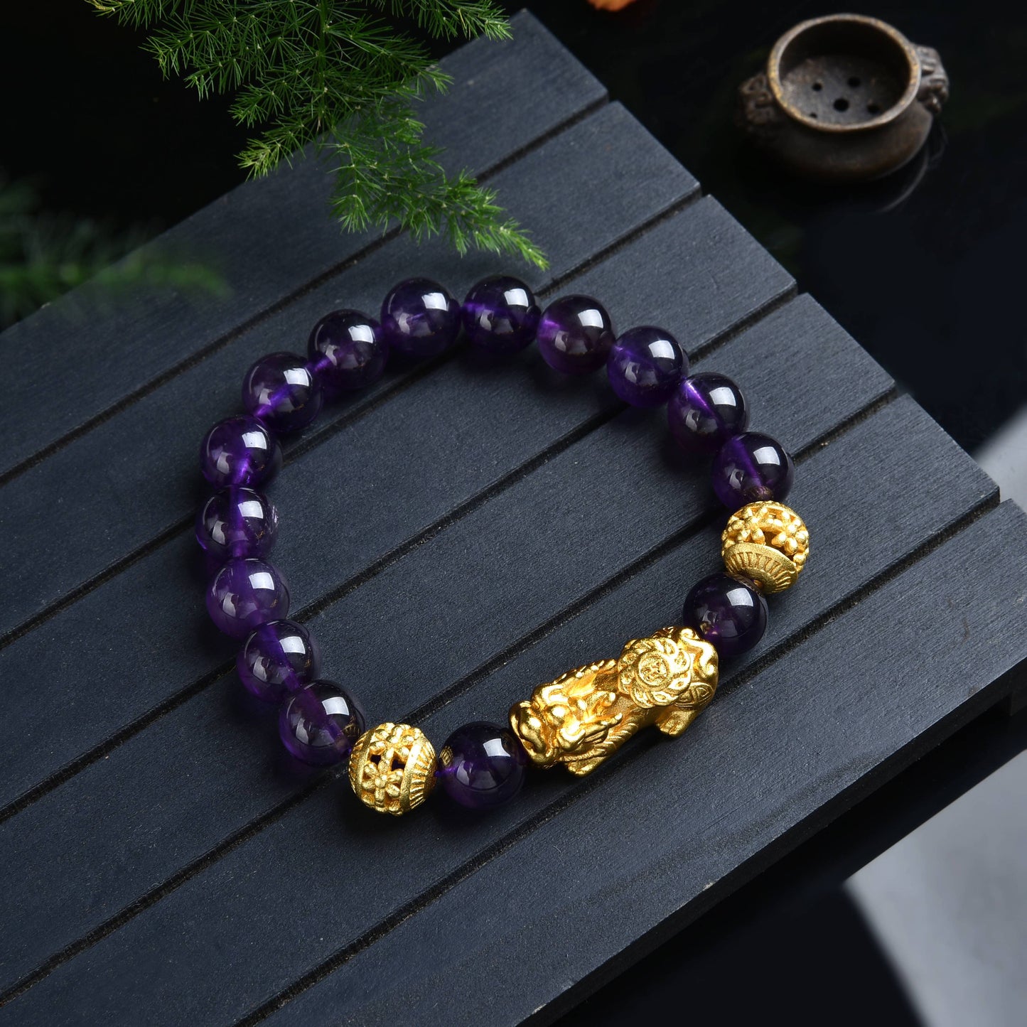 008 Amethyst Pixiu Bracelet With Certificate Sale Lucky Fortune