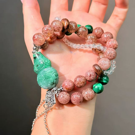 017 Jadeite Malachite Strawberry Q bracelet energy high quality fashion jewelry magnetic beads bracelet gift
