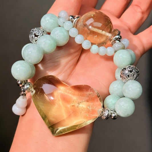 021 Jadeite Citrine bracelet 2025 energy high quality fashion jewelry magnetic beads bracelet gift