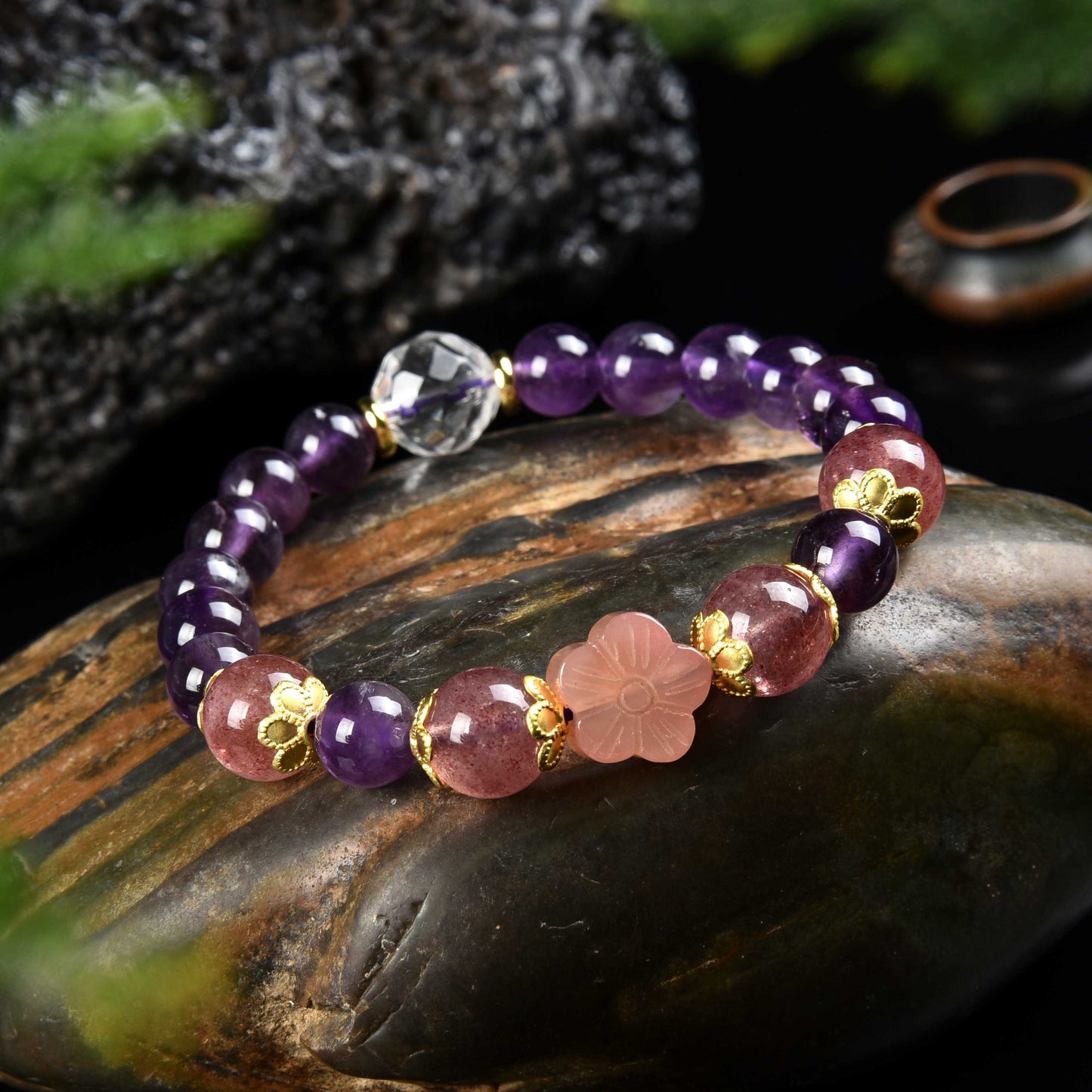 Amethyst Rose Salt Agate Bracelet