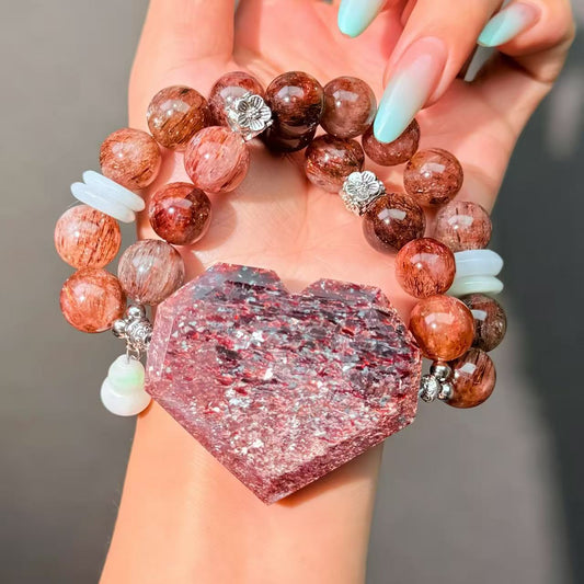 019 Garnet Super Seven Jadeite Lucky charm bracelet energy feng shui magnetic fashion jewelry beads bracelet gift