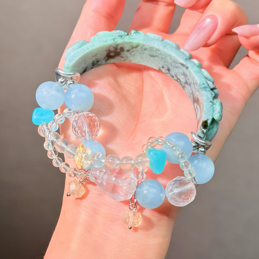 018 Jadeite Aquamarine Clear Quartz Bracelet High Quality Energy Magnetic  Bracelet Gift