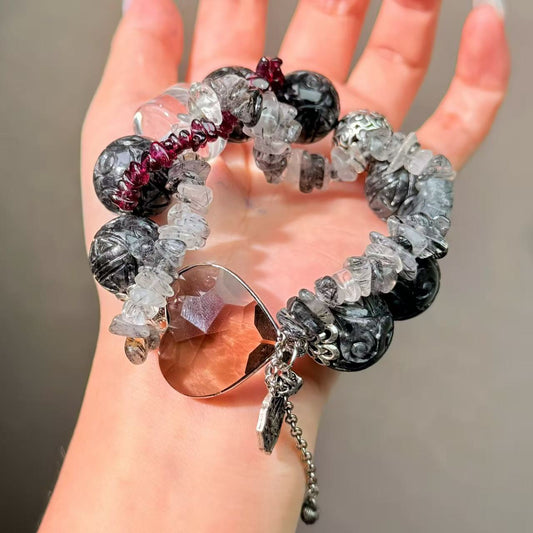 003 Jadeite Smoky quartz Rutilated quartz Bracelet Fashion Magnetic Crystal Jewelry Bracelet Energy Beads Bracelet Fashion Magnetic Crystal Jewelry