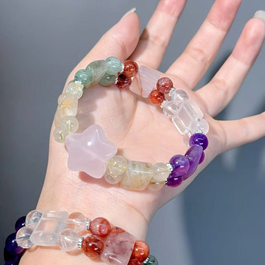 032 Rutilated Quartz Amethyst Clear Quartz bracelet lucky charm bracelet 2025 high quality energy fashion magnetic feng shui bracelet