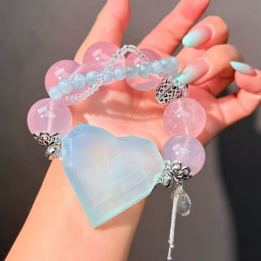 016 Aquamarine Rose Quartz Clear Quartzt Bracelet 2025 Energy High Quality Fashion Jewelry Feng Shui Bead Bracelet Gift