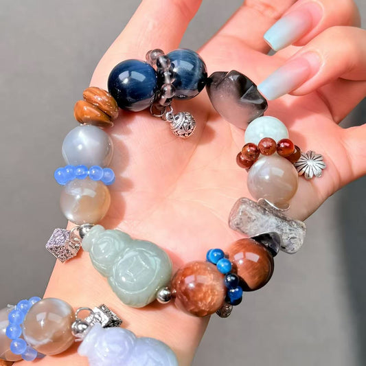 017 Jadeite Sunstone Tiger's Eye bracelet energy high quality fashion jewelry magnetic beads bracelet gift