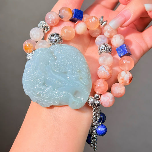 034 Agate Jadeite Lapis lazuli bracelet energy high quality fashion jewelry beads bracelet feng shui gift