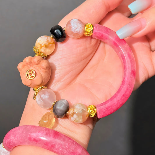 020 Rhodonite  Agate Bracelet  Energy High Quality Fashion Jewelry Feng Shui Magnetic Beads Bracelet Gift