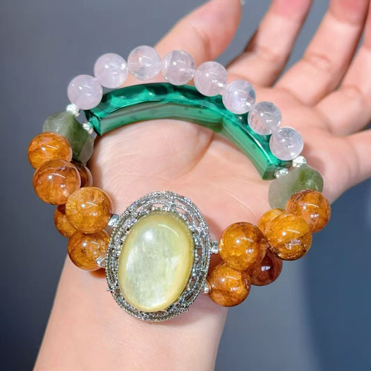 016 Malachite Hematoid Quartz Lepidolite Bracelet 2025 Energy High Quality Fashion Jewelry Feng Shui Bead Bracelet Gift