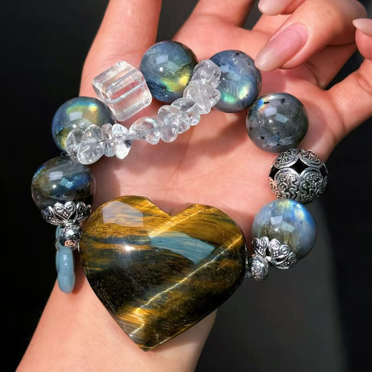 009 Tiger's Eye Labradorite Clear Quartz Bracelet 2025 Energy High Quality Fashion Jewelry Feng Shui Magnetic Beads Bracelet Gift