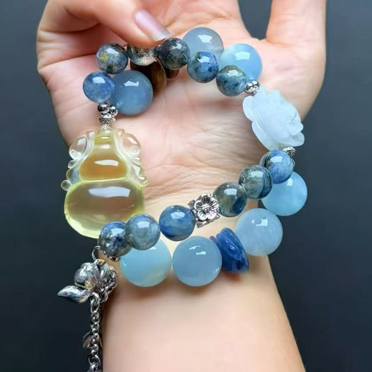 019 Aquamarine Citrine Kyanite Lucky charm bracelet energy feng shui magnetic fashion jewelry beads bracelet gift