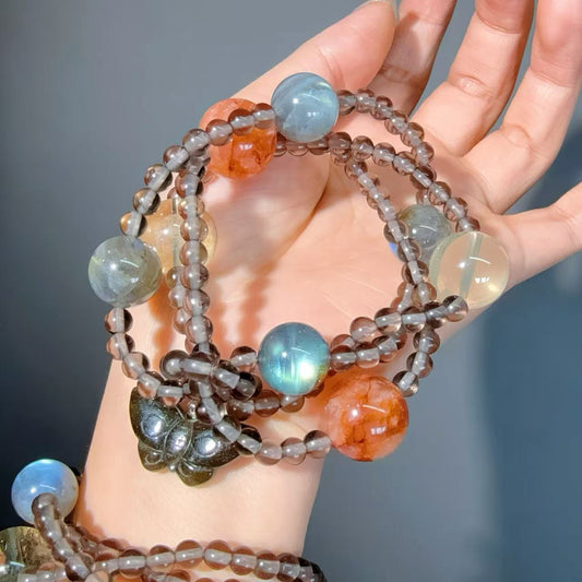 017 Labradorite Obsidian Hematoid Q bracelet 2025 energy high quality fashion jewelry magnetic beads bracelet gift