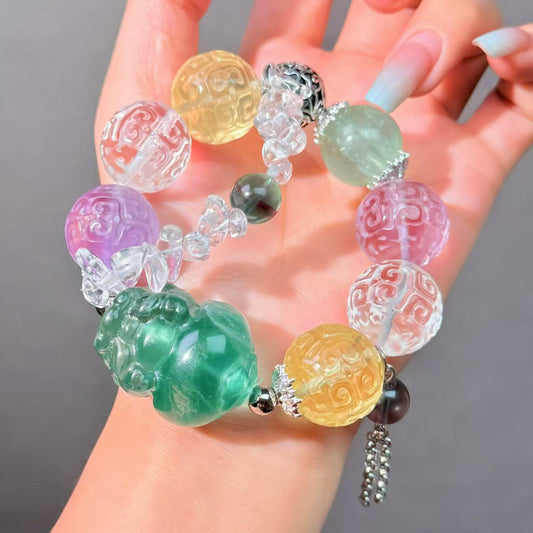 052 Fluorite Citrine Amethyst High Quality Magnetic Feng Shui Fashion Jewelry Bead Bracelet Gift