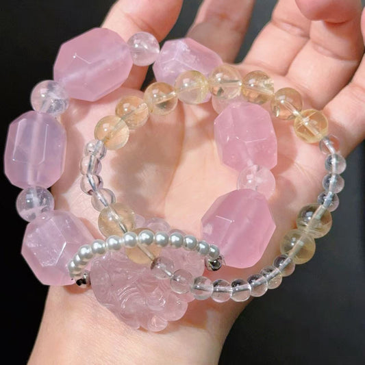 009 Rose Quartz Citrine Clear Quartz Bracelet 2025 Energy High Quality Fashion Jewelry Feng Shui Magnetic Beads Bracelet Gift