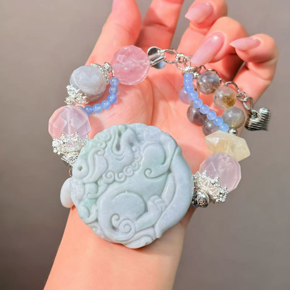 026 Jadeite Rose Quartz Labradorite Bracelet Energy Magnetic High Quality Fashion Jewelry Feng Shui Beads Bracelet Gift