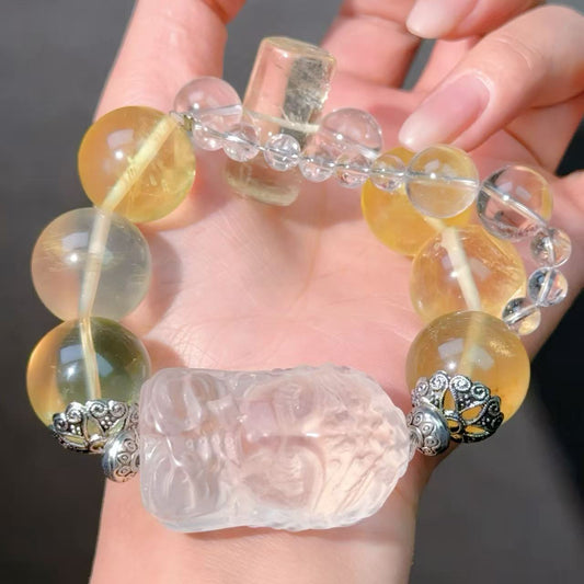 019 Clear Quartz Citrine Lucky charm bracelet energy feng shui magnetic fashion jewelry beads bracelet gift