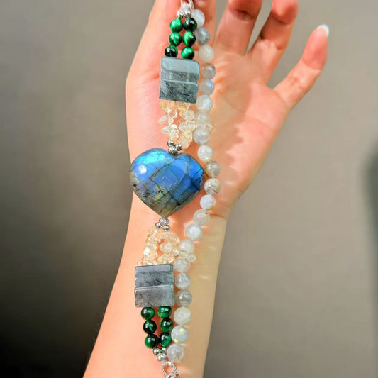 014 Labradorite Rutilated Q Tiger's Eye Bracelet, High-Quality Fashion Feng Shui Beads Magnetic Jewelry, Bangles Gift Idea