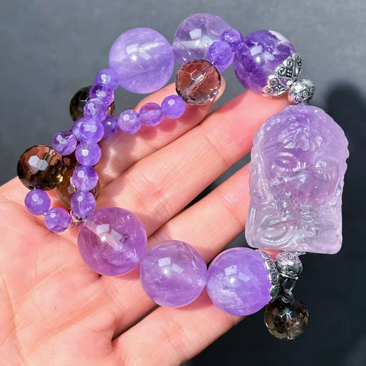 074 Amethyst Smoky Quartz bracelet high quality Feng Shui bracelet magnetic beads bracelet gift