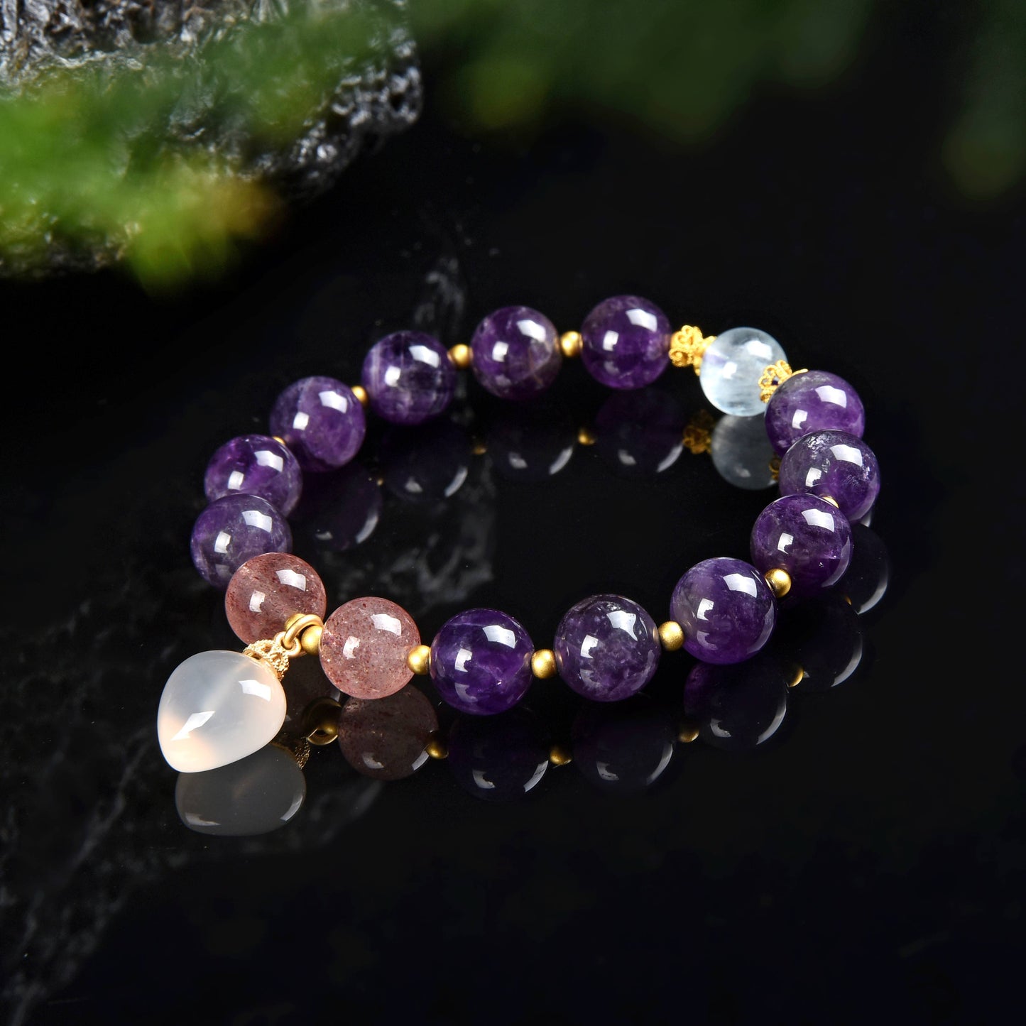 073 Amethyst Love Bracelet Lucky Charm