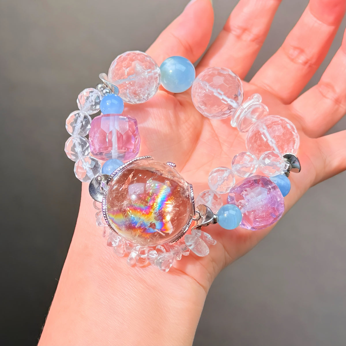 056 Clear Quartz Amethyst Azeztulite Lucky Charm Bracelet Energy High Quality Fashion Jewelry Feng Shui Beads Magnetic Gift