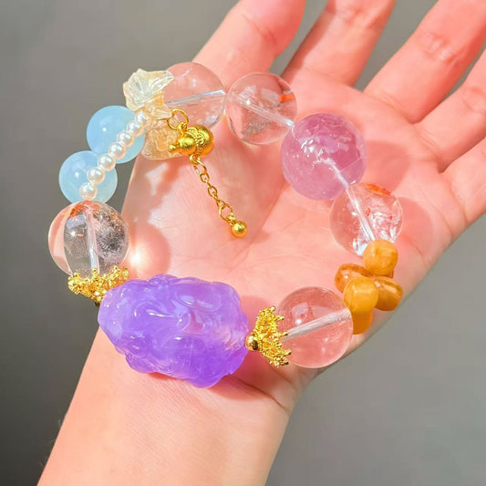 012 Amethyst Aquamarine Hematoid Q Bracelet Energy High Quality Fashion Jewelry Feng Shui Beads Magnetic Gift