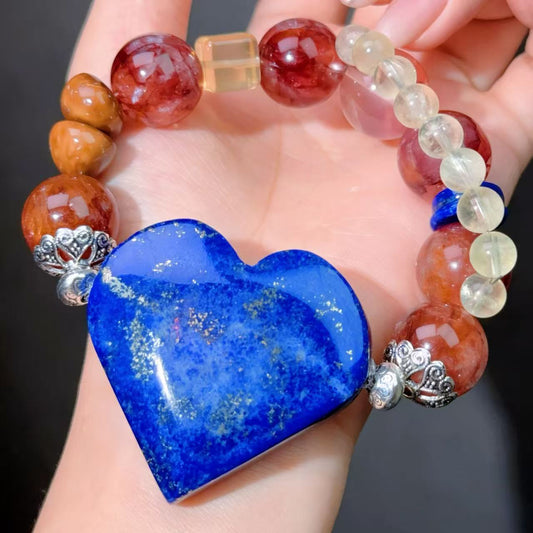002 Hematoid Quartz Lapis Lazuli Citrine bracelet