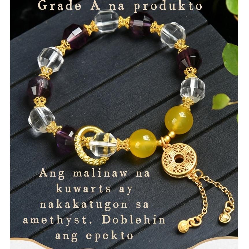 Lucky Bracelet Chinese Bracelet Lucky Charm Bracelet 2023 Energy Fashion Transparent Quartz Amethyst Bracelet