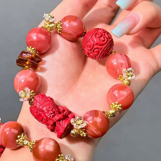063 Agate Cinnabar Bracelet  Fashion Energy High Quality Magnetic Bracelet Gift