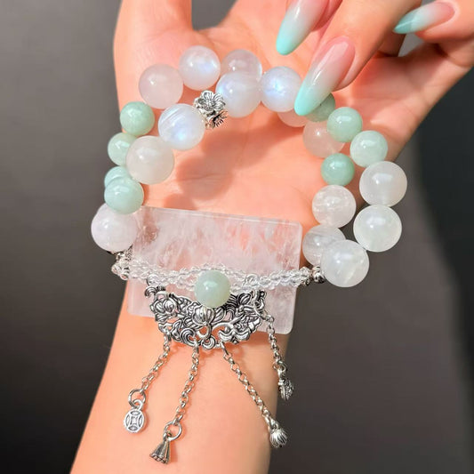 017 Moonstone Jadeite Phantom Quartz bracelet 2025 energy high quality fashion jewelry magnetic beads bracelet gift
