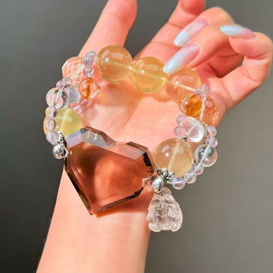 003 Citrine Smoky Quartz Clear Quartz Bracelet Fashion Magnetic Crystal Jewelry Bracelet Energy Beads Bracelet Fashion Magnetic Crystal Jewelry