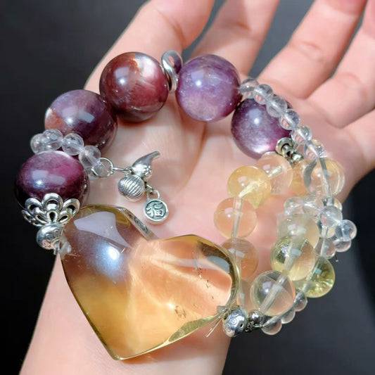 003 Lepidolite Citrine Clear Quartz Bracelet 2025 Energy Beads Bracelet Fashion Magnetic Crystal Jewelry Bracelet 2025 Energy Beads Bracelet Fashion Magnetic Crystal Jewelry