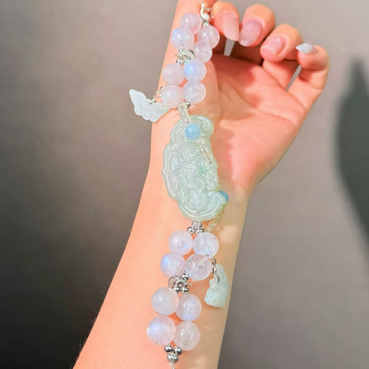 009 Moonstone Jadeite Aquamarine Bracelet Energy High Quality Fashion Jewelry Feng Shui Magnetic Beads Bracelet Gift