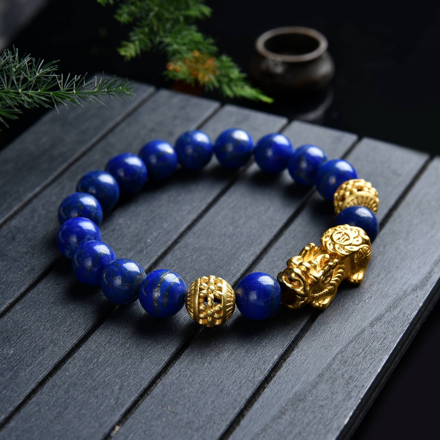 072 lucky charm bracelet 2023 lapis lazuli piyao bracelet energy wind water healing wealth beads rosary Chinese bracelet