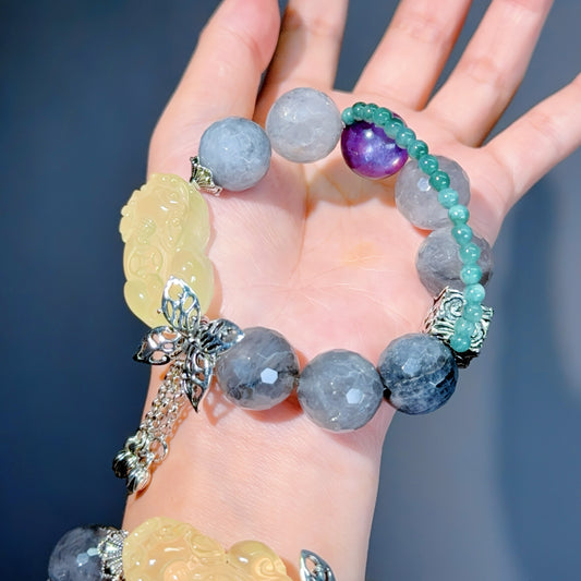 009 Cloud Quartz Citrine Lepidolite Lucky Charm Bracelet 2025 Energy High Quality Fashion Jewelry Feng Shui Magnetic Beads Bracelet Gift