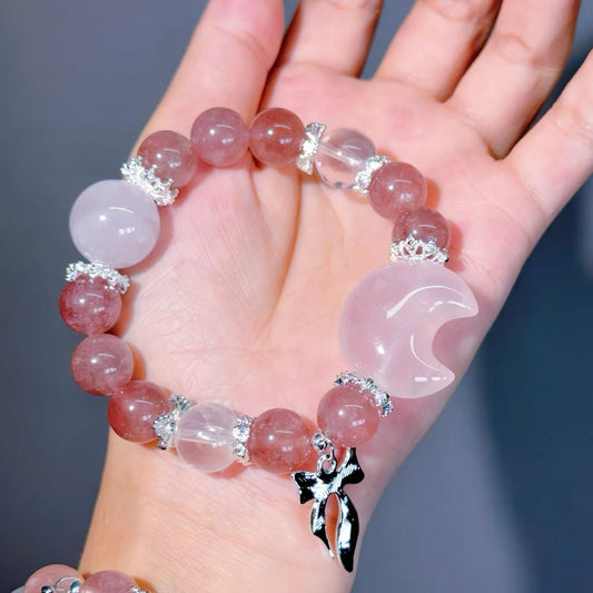 016 strawberry Q rose quartz bracelet Lucky Charm Bracelet 2025 Energy High Quality Fashion Jewelry Feng Shui Bead Bracelet Gift