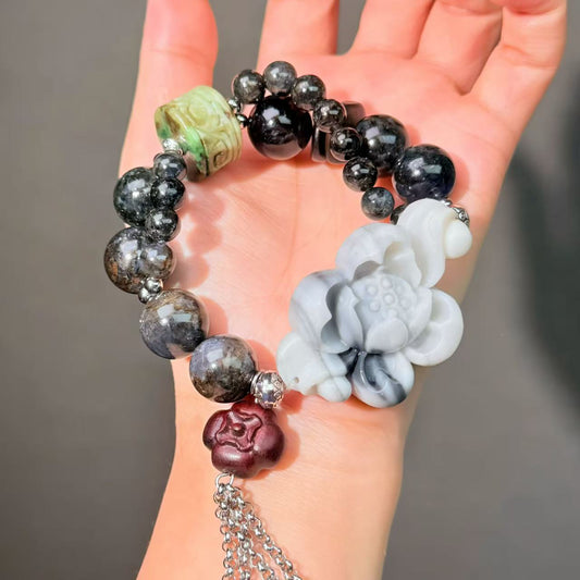 009 Taiji Jade Cordierite Jadeite Bracelet Energy High Quality Fashion Jewelry Feng Shui Magnetic Beads Bracelet Gift