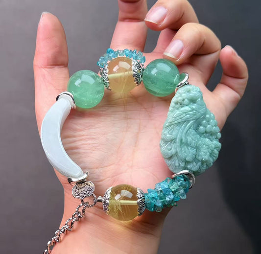 012 Fluorite Jadeite Citrine Jewelry Magnetic Feng Shui Bracelet Gift