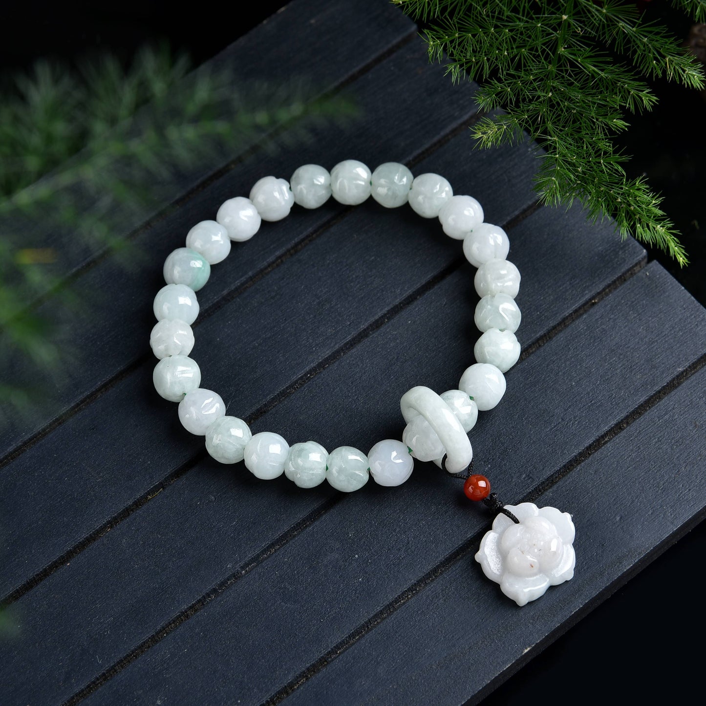 059 Jade Lotus Bracelet Charm Lucky Bracelet