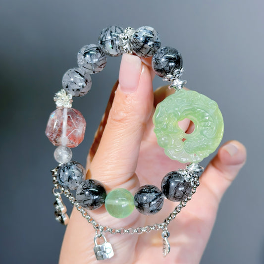 013 Rutilated Quartz Serpentine Phantom Quartz Lucky Charm Bracelet 2025 Energy High Quality Feng Shui Bracelet Magnetic Beads Fashion Jewelry Bracelet Gift