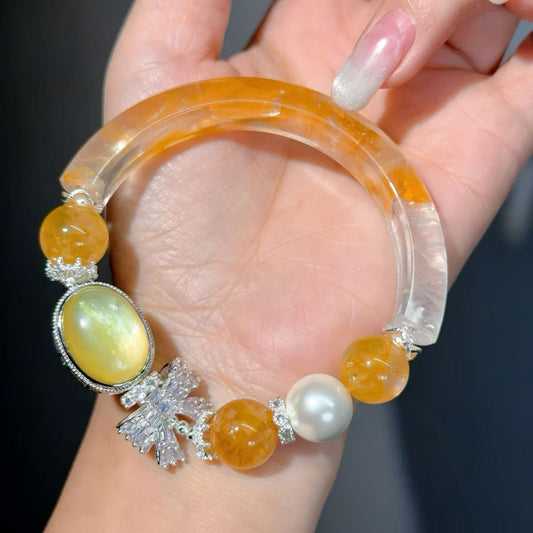 082 Hematoid Quartz Lepidolite Bracelet Energy Feng Shui Bracelet High Quality Gift