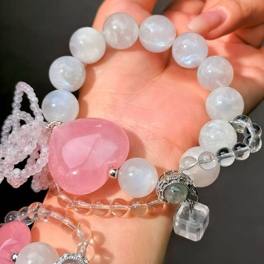 003 Moonstone Rose Quartz Bracelet 2025 Energy Beads Bracelet Fashion Magnetic Crystal Jewelry Bracelet 2025 Energy Beads Bracelet Fashion Magnetic Crystal Jewelry
