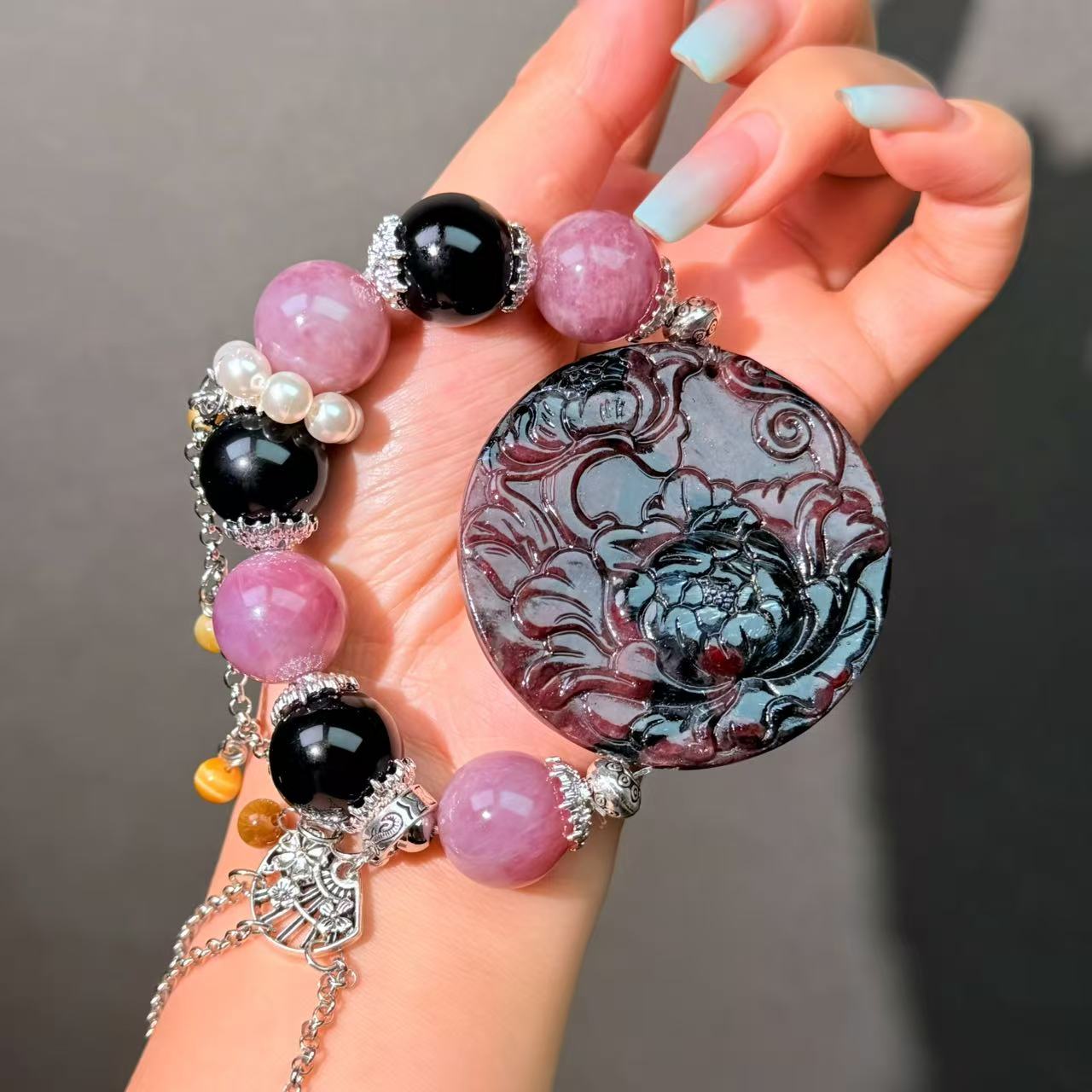 024 Garnet Rose Quartz Obsidian Bracelet High Quality Energy Lucky Charm Bracelet 2025 Fashion Gift