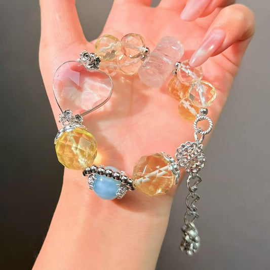 007 Citrine Clear Quartz Aquamarine Bracelet Energy High Quality Fashion Feng Shui Bracelet Gift Bead Bracelet Jewelry