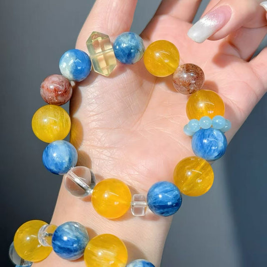 074 Fluorite Kyanite Citrine bracelet high quality Feng Shui bracelet magnetic beads bracelet gift