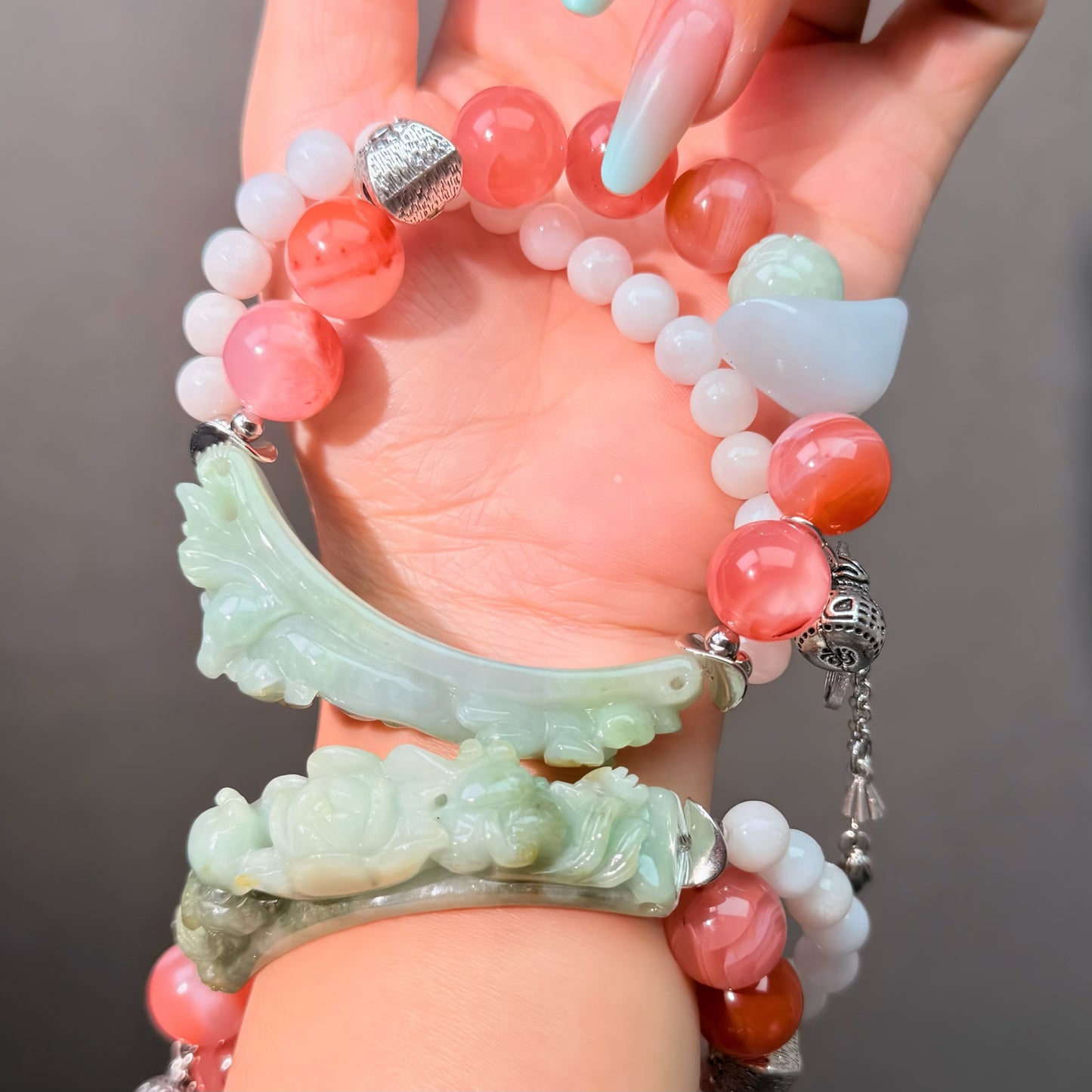 054 Agate Jadeite Lucky Charm Bracelet Energy High Quality Fashion Jewelry Bead Bracelet Feng Shui Magnetic Gift