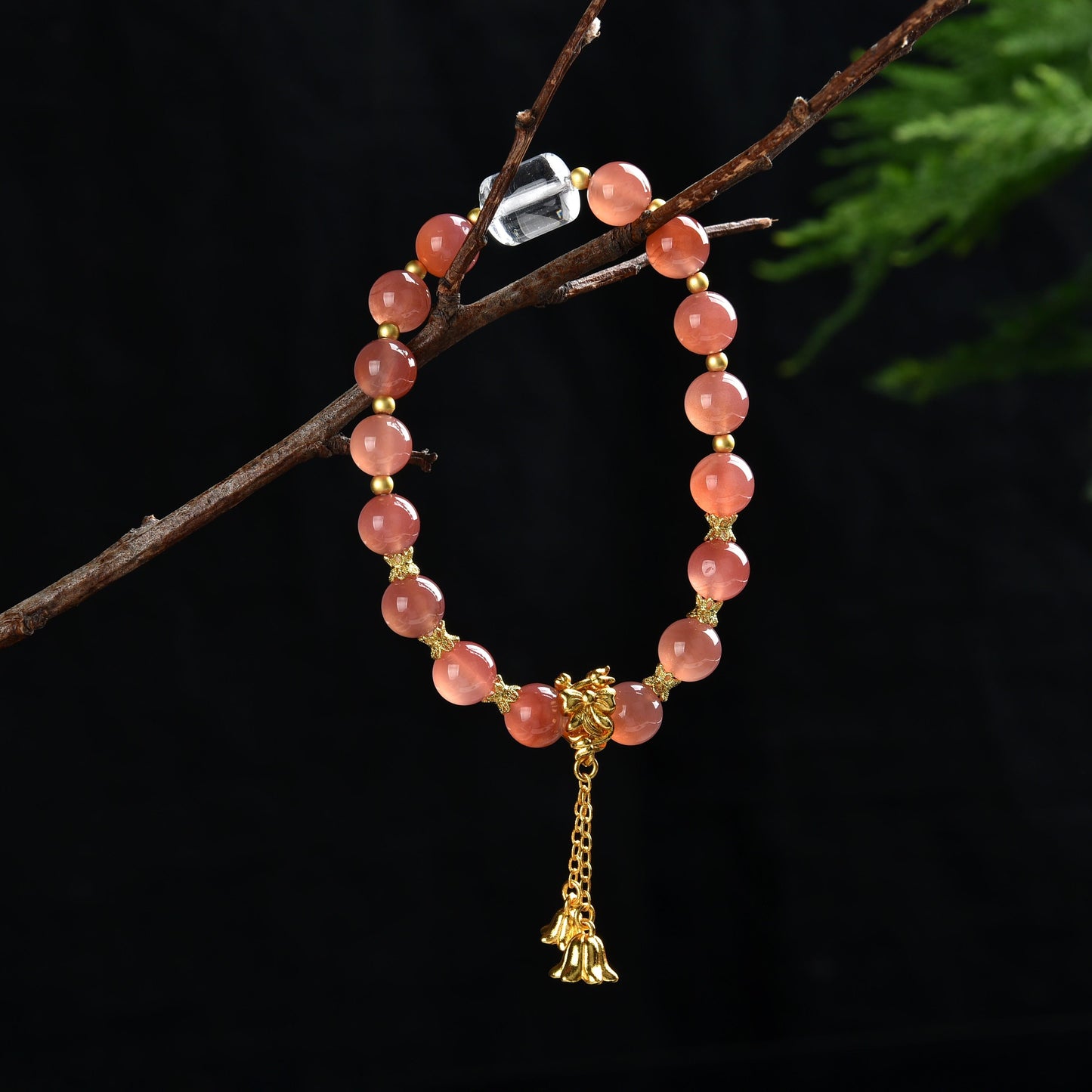 yanyuan agate Clear Quartz rose pendant bracelet